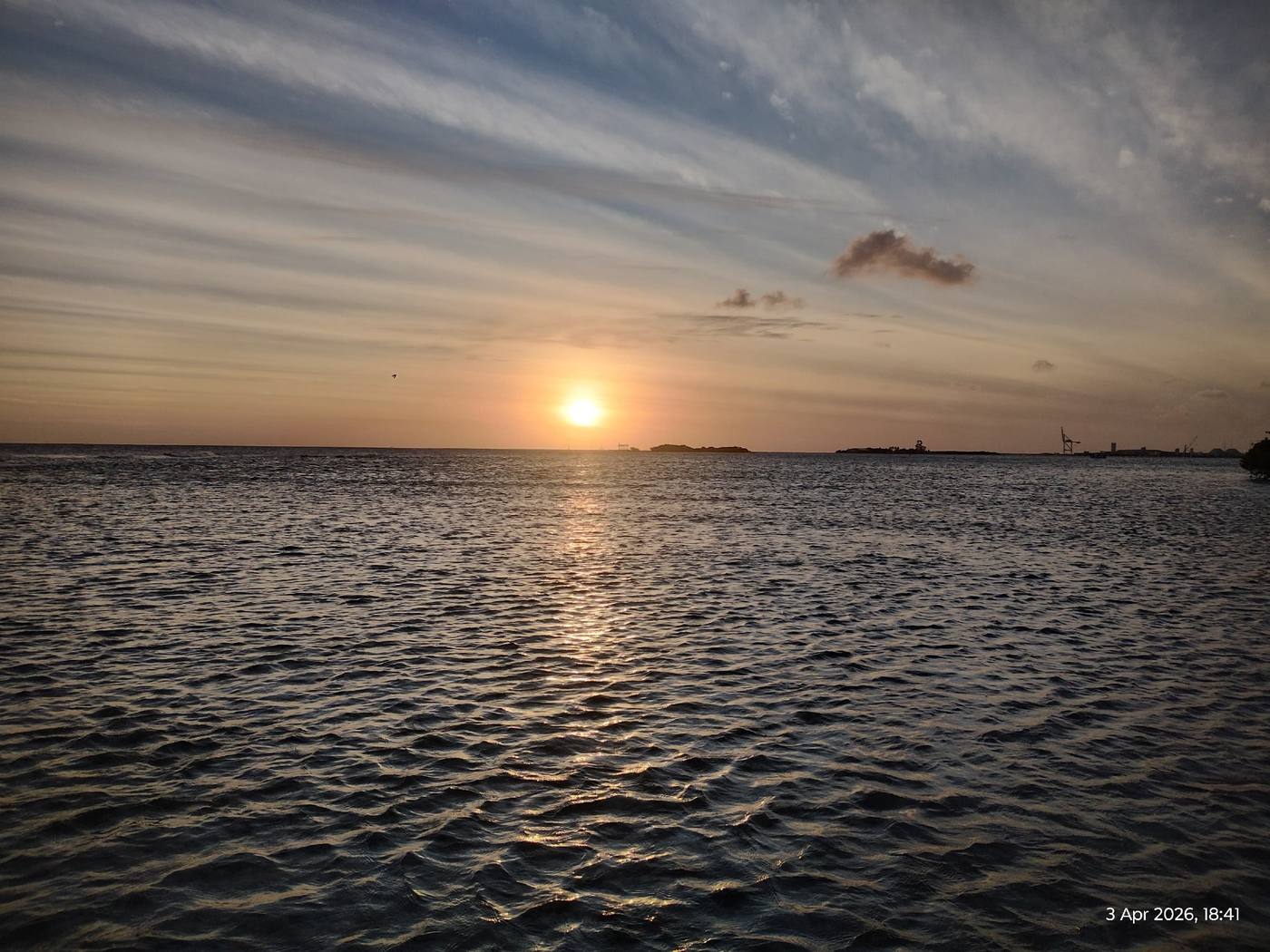 Sunset over the ocean in Aruba