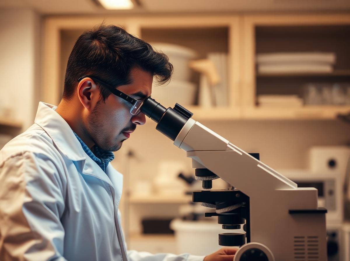 Pre-medical student in laboratory